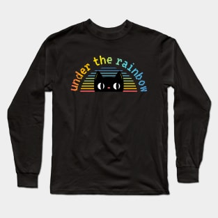 Under the rainbow black cat Long Sleeve T-Shirt